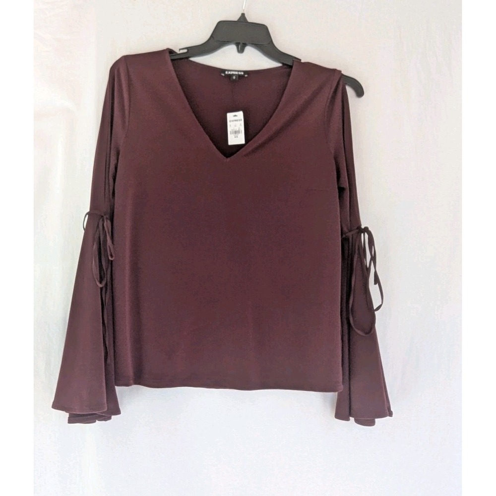 EXPRESS Blouse Women's Sz M Long Sleeve Cold Shoulder Maroon NWT